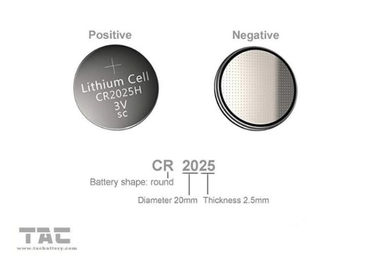 Batterie primaire de cellules de pièce de monnaie de lithium de CR2025 3.0V 160mA pour la lumière de LED