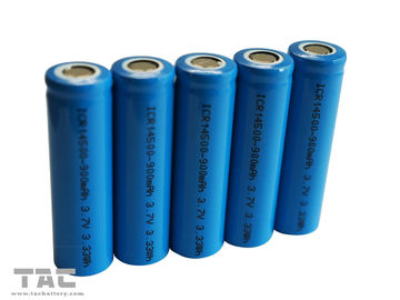 Batterie cylindrique aa 3.7V 14500 d'ion rechargeable de lithium pour solaire