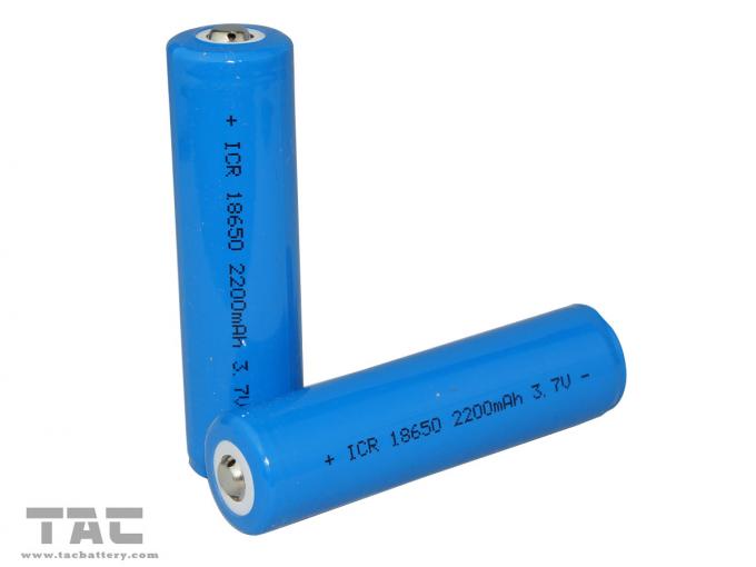 Lithium de LIR18650 3.7v Ion Cylindrical Battery 2200mAh avec la densité de haute énergie pour la lumière de LED