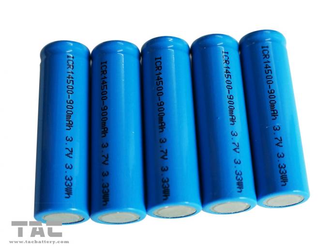 Batterie cylindrique 3.7V 14500/aa d'ion rechargeable de lithium de la capacité élevée
