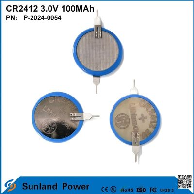 CR2412 3,0 V 100 MAH Li-MnO2 batterie longue durée de vie