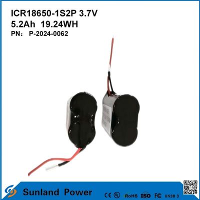 ICR18650-1S2P 3.7V 5.2AH 19.24WH Batterie rechargeable