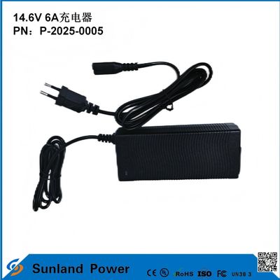 14.6V 6A Chargeur, compatible avec 12.8V/14.4V Phosphate de fer de lithium (LiFePO4) Chargeur de batterie, spécialement conçu pour les outils électriques / chargeur électrique efficace, compatible avec plusieurs appareils