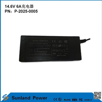 14.6V 6A Chargeur, compatible avec 12.8V/14.4V Phosphate de fer de lithium (LiFePO4) Chargeur de batterie, spécialement conçu pour les outils électriques / chargeur électrique efficace, compatible avec plusieurs appareils
