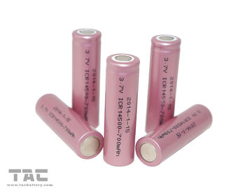 Cellule ICR14500 cylindrique d'ion de lithium des batteries rechargeables 700mAh d'aa