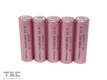 Cellule ICR14500 cylindrique d'ion de lithium des batteries rechargeables 700mAh d'aa