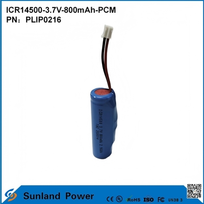 Batterie ICR14500-3.7V-800mAh-PCM appliquée aux lumières LED Produits numériques Appareils ménagers intelligents Souris sans fil Brosses à dents électriques Barbeuses