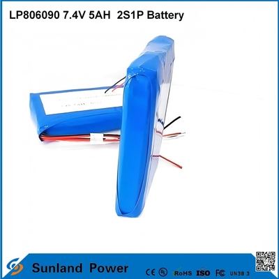 7.4V 5AH LP806090 2S1P Piles polymères au lithium-ion avec fonction I2C avec jauge de carburant