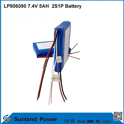 7.4V 5AH LP806090 2S1P Piles polymères au lithium-ion avec fonction I2C avec jauge de carburant