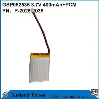GSP052535 3.7V 400mAh+PCM Batterie utilisée dans les radios compactes bidirectionnelles, les enregistreurs vocaux, les mini-traqueurs GPS, les stylos intelligents et les appareils similaires