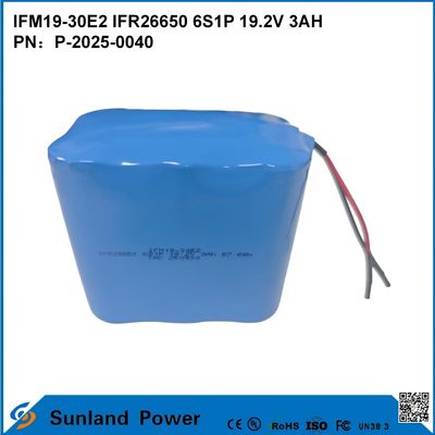 BATTERIE LiFePO₄ IFM19-30E2 IFR26650 6S1P 19.2V 3AH utilisée dans les systèmes de stockage d'énergie, les outils électriques