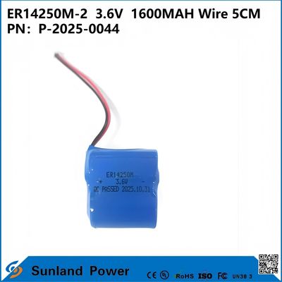 ER14250M-2 3.6V 1600MAH Batterie avec fil de 5 cm. Peut être utilisée dans les instruments, l'Internet des objets, les communications sans fil, les équipements électroniques médicaux, et plus encore.