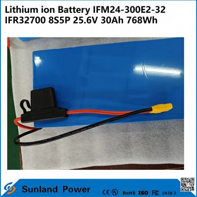 Batterie Industrielle IFM Pro 25.6V 30Ah – Alimentée par des cellules IFR32700, 8S5P, 768Wh. Conçue pour les AGV, les robots et le stockage solaire.