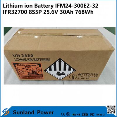 Batterie Industrielle IFM Pro 25.6V 30Ah – Alimentée par des cellules IFR32700, 8S5P, 768Wh. Conçue pour les AGV, les robots et le stockage solaire.
