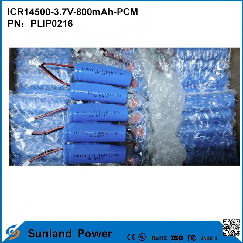 Batterie ICR14500-3.7V-800mAh-PCM appliquée aux lumières LED Produits numériques Appareils ménagers intelligents Souris sans fil Brosses à dents électriques Barbeuses