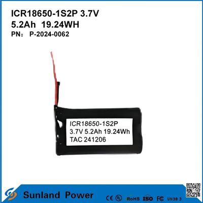ICR18650-1S2P 3.7V 5.2AH 19.24WH Batterie rechargeable
