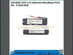 ICR18650 1S1P 3,7V 2600MAH + câble (PVC noir) et batterie