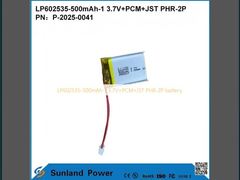 L'utilisation de la batterie de type LP602535-500mAh-1 3,7V+PCM+JST PHR-2P