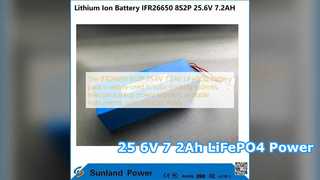 Alimentation par batterie IFR26650 8S2P 25,6 V 7,2 Ah LiFePO4